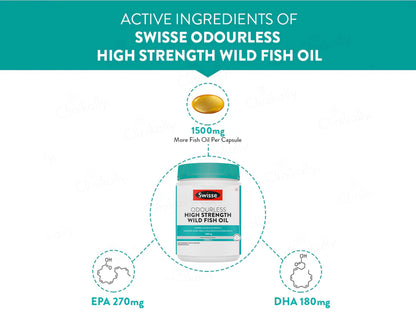 Swisse Ultiboost Odourless High Strength Omega-3 1500mg Wild Fish Oil Capsule