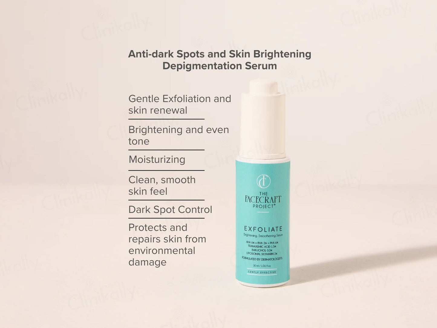 The Facecraft Project Exfoliate Brightening Smoothening Depigmentation Serum