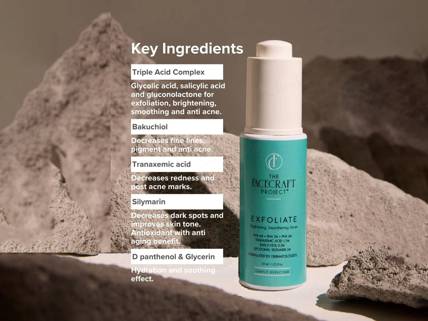 The Facecraft Project Exfoliate Brightening Smoothening Depigmentation Serum