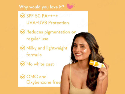 WishCare Vitamin C Pure Glow Milk Ultra Light Sunscreen SPF 50+ PA++++
