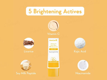 WishCare Vitamin C Pure Glow Milk Ultra Light Sunscreen SPF 50+ PA++++