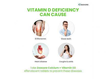 Zaocare Calcium + Vitamin D3 Effervescent Tablet - Mango Flavour