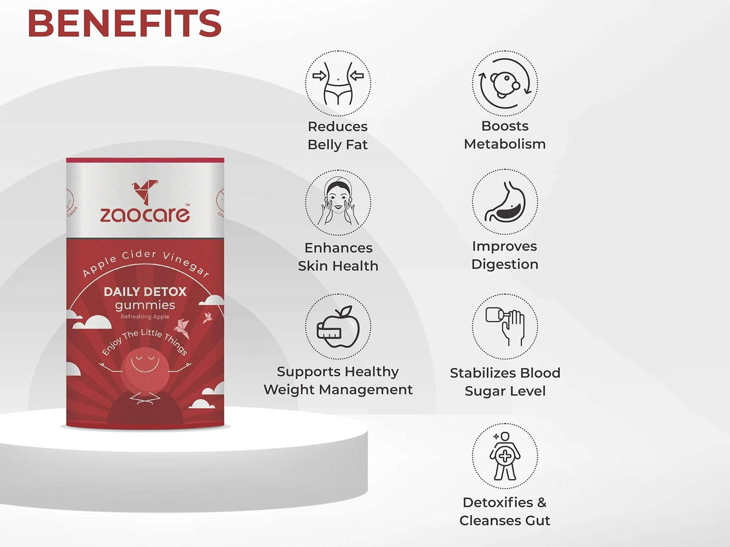 Zaocare Daily Detox Apple Cider Vinegar Gummies - Refreshing Apple Flavour