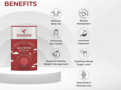 Zaocare Daily Detox Apple Cider Vinegar Gummies - Refreshing Apple Flavour