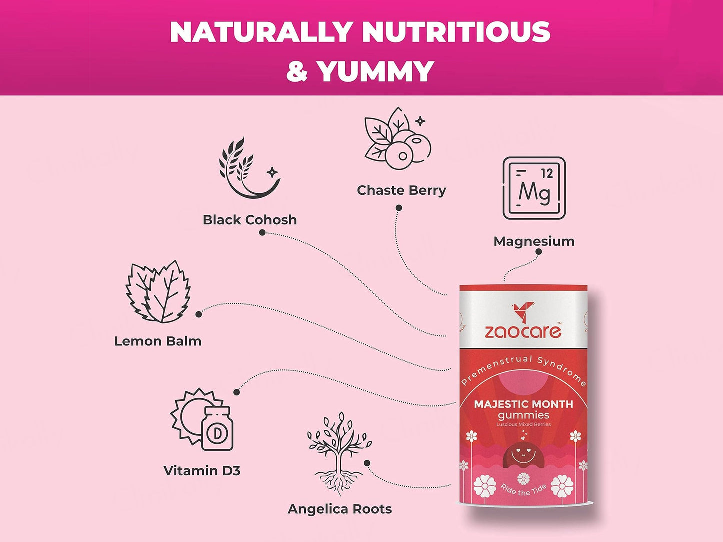 Zaocare Majestic Month Premenstrual Syndrome Gummies - Luscious Mixed Berries Flavour