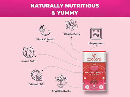 Zaocare Majestic Month Premenstrual Syndrome Gummies - Luscious Mixed Berries Flavour