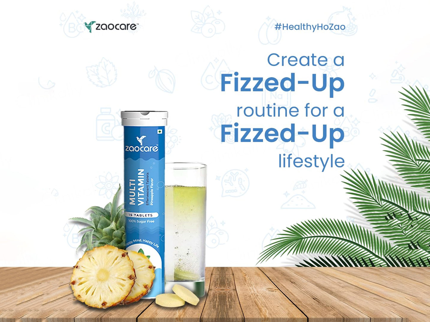 Zaocare Multivitamin Effervescent Tablet - Pineapple Flavour
