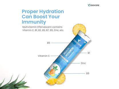 Zaocare Multivitamin Effervescent Tablet - Pineapple Flavour