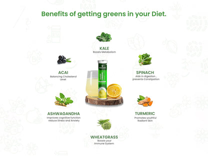 Zaocare Super Greens Effervescent Tablet - Lime Flavour