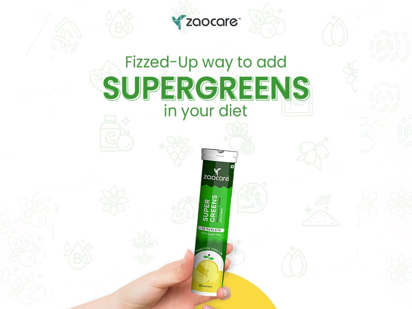 Zaocare Super Greens Effervescent Tablet - Lime Flavour
