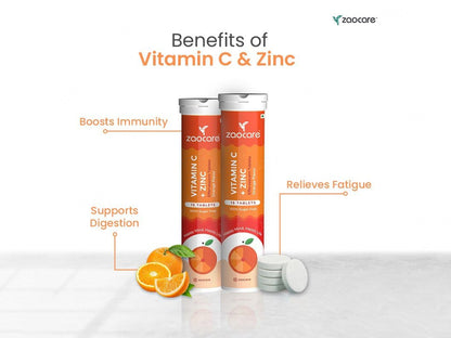 Zaocare Vitamin C + Zinc Effervescent Tablet - Orange Flavour