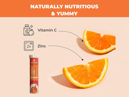 Zaocare Vitamin C + Zinc Effervescent Tablet - Orange Flavour