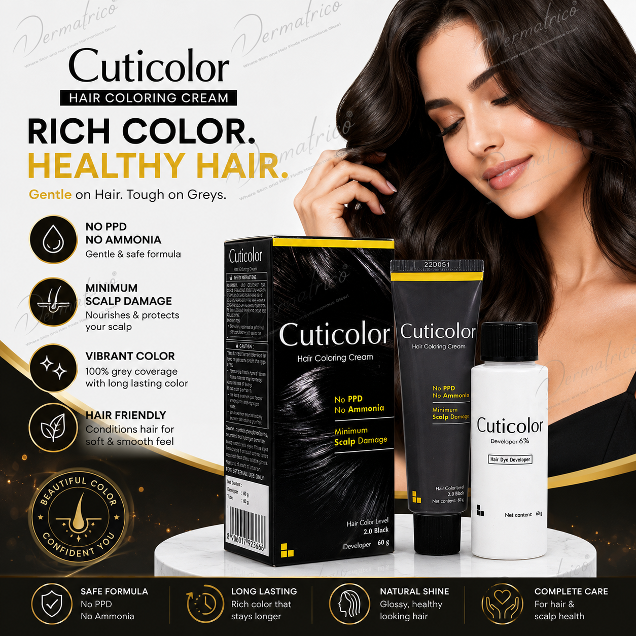 Zydus Cuticolor Hair Coloring Cream Black
