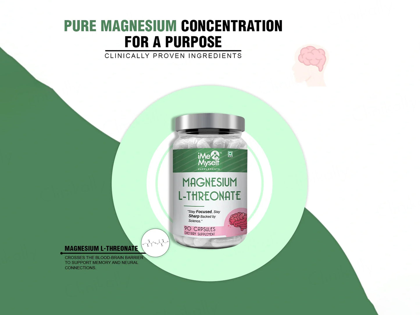 iMeMyself Magnesium L-Threonate Dietary Supplement Vegetarian Capsule